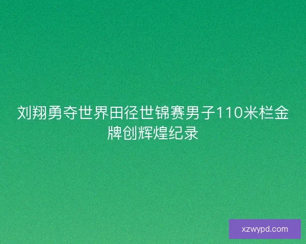 刘翔勇夺世界田径世锦赛男子110米栏金牌创辉煌纪录